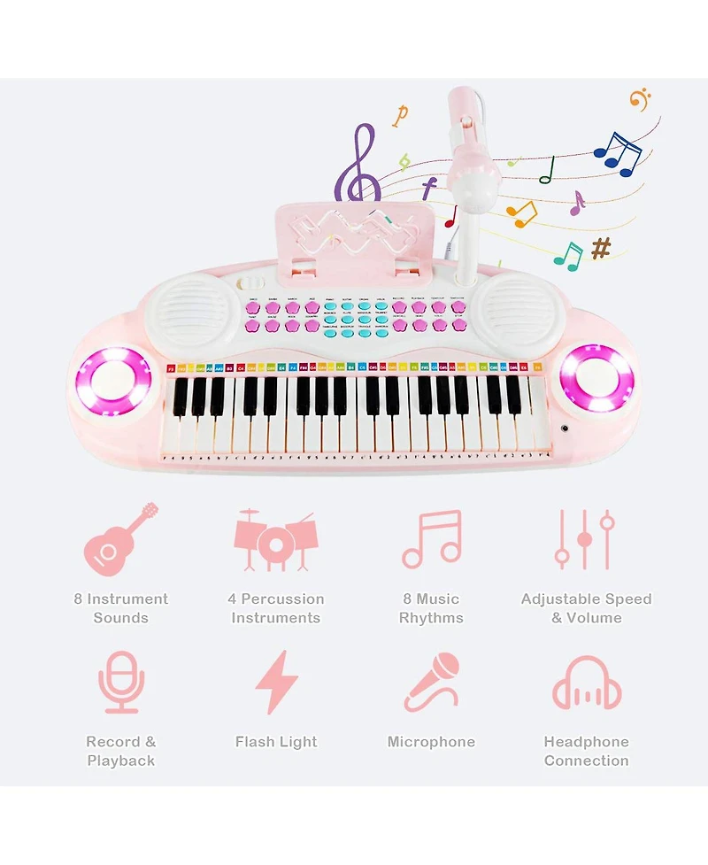 Mecale Multifunctional 37 Electric Keyboard Piano with Microphone