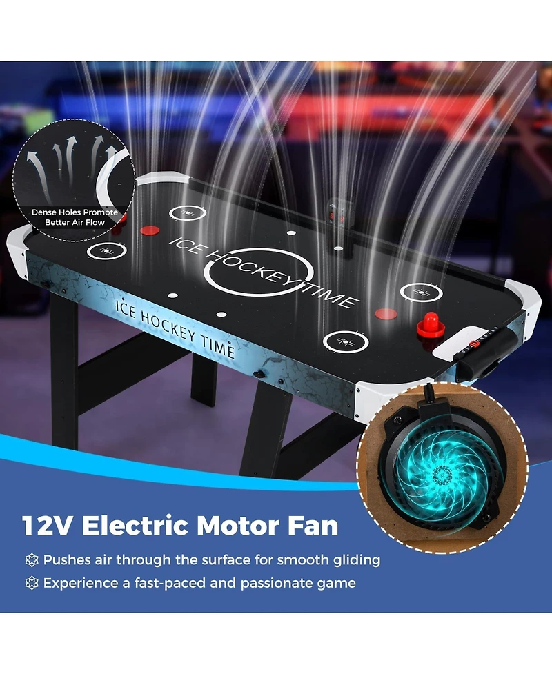 56 Inch Air Hockey Table with Powerful 12V Motor and Led Digital Scoreboard