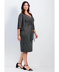 Avenue Women's Anastasia Metallic Knit Tie Front Dress