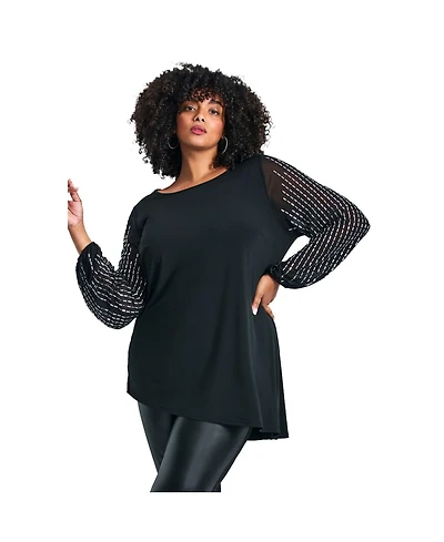 Avenue Women's Glitz Embellished Sleeve Tunic