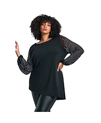 Avenue Women's Glitz Embellished Sleeve Tunic
