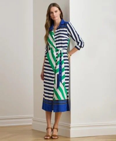 Lauren Ralph Lauren Womens Striped Crepe Shirt Dress
