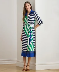 Lauren Ralph Lauren Womens Striped Crepe Shirt Dress