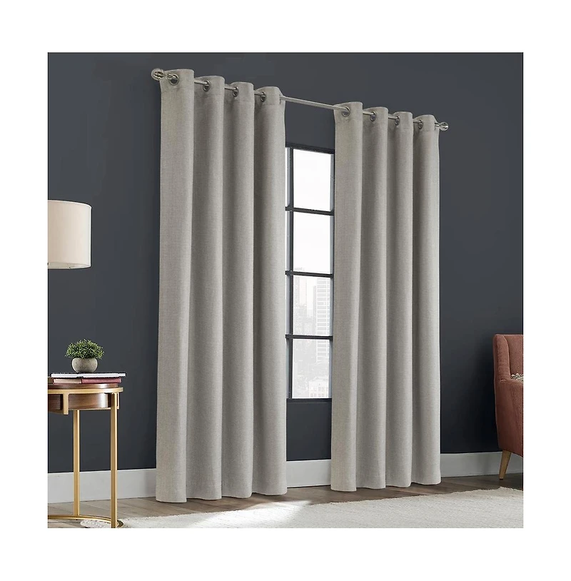 Thermaplus Zoey Room Darkening Window Treatment Grommet Curtain Panel for Bedroom Livingroom 52" x 95" Grey