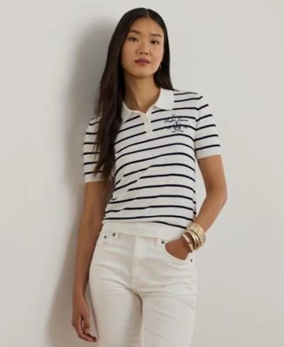 Lauren Ralph Lauren Womens Striped Slim Fit Polo Sweater