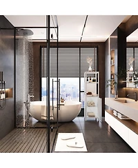 Airsurfer 52 Inch Tall White Linen Tower Bamboo Storage Cabinet Freestanding Storage Cabinet for Bathroom Bedroom and Living Room