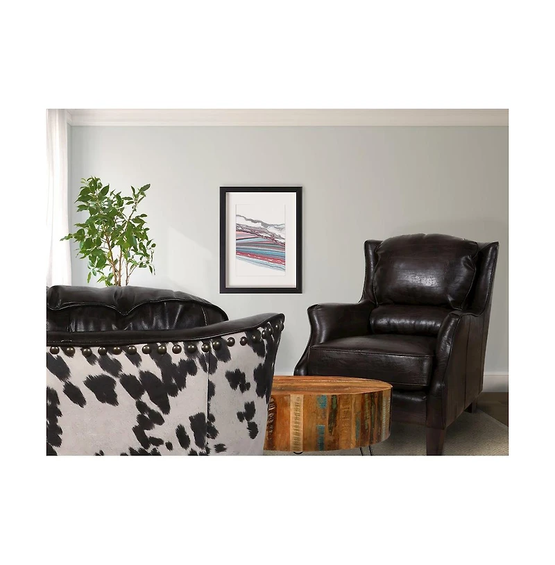 Porter Designs Wrangler Leather-look & Cow Pattern Accent Chair, Brown