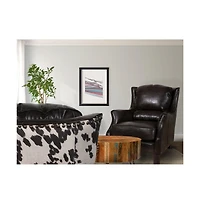 Porter Designs Wrangler Leather-look & Cow Pattern Accent Chair, Brown