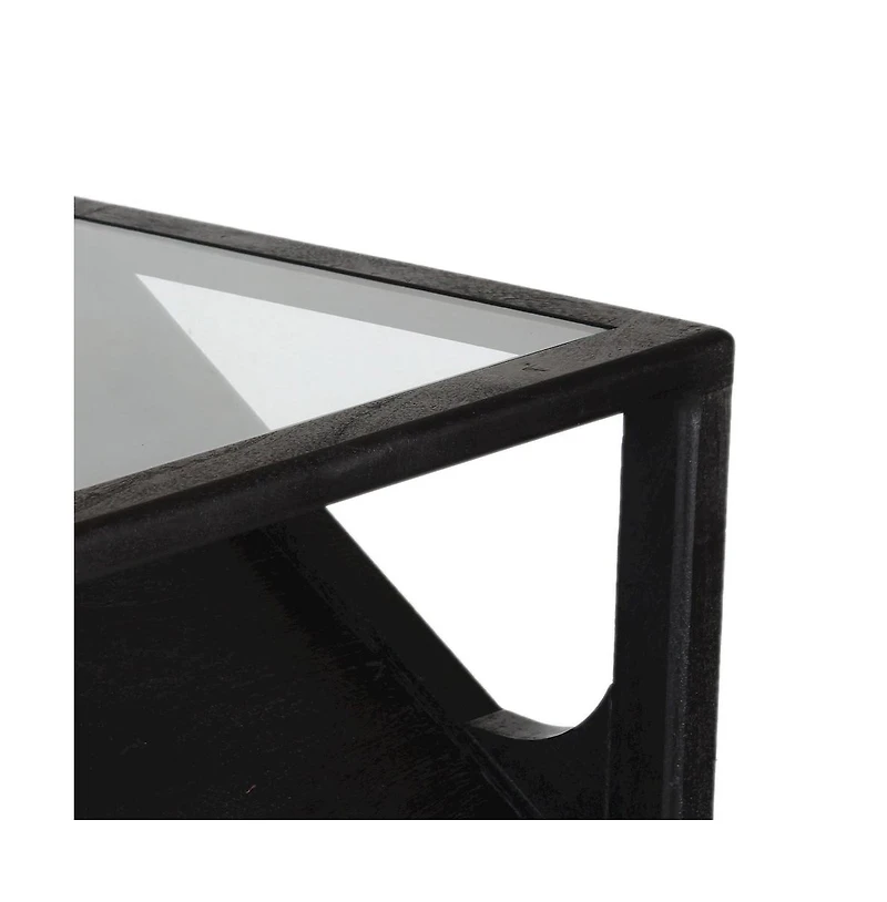 Canberra Solid Mango Wood Console Table, Black