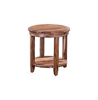 Sonora Solid Sheesham Wood Round End Table, Brown