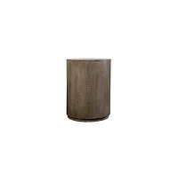 Porter Designs Drum Gray Wash Mango Wood End Table, Gray