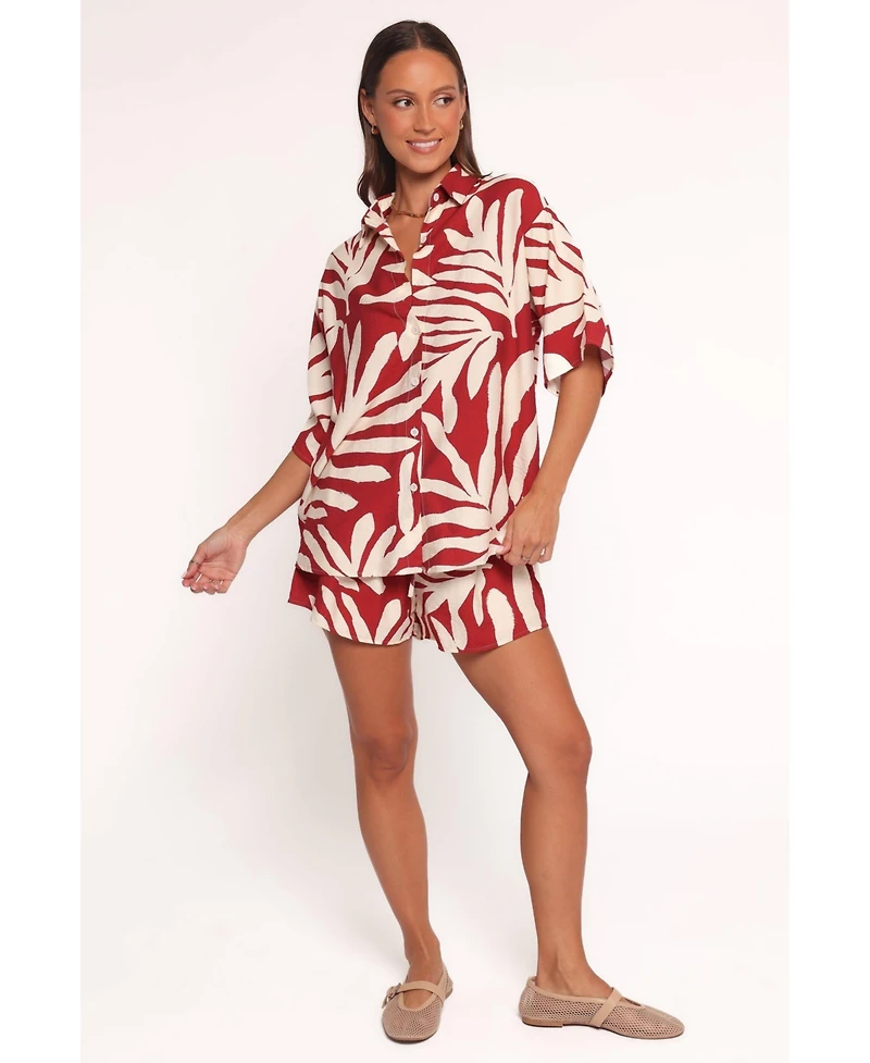Petal and Pup Women's Lilo Short Set - Red Palm Print