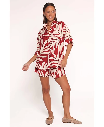 Petal and Pup Women's Lilo Short Set - Red Palm Print