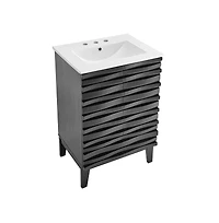 Swiss Madison Cascade in. Oak Bathroom Vanity With White