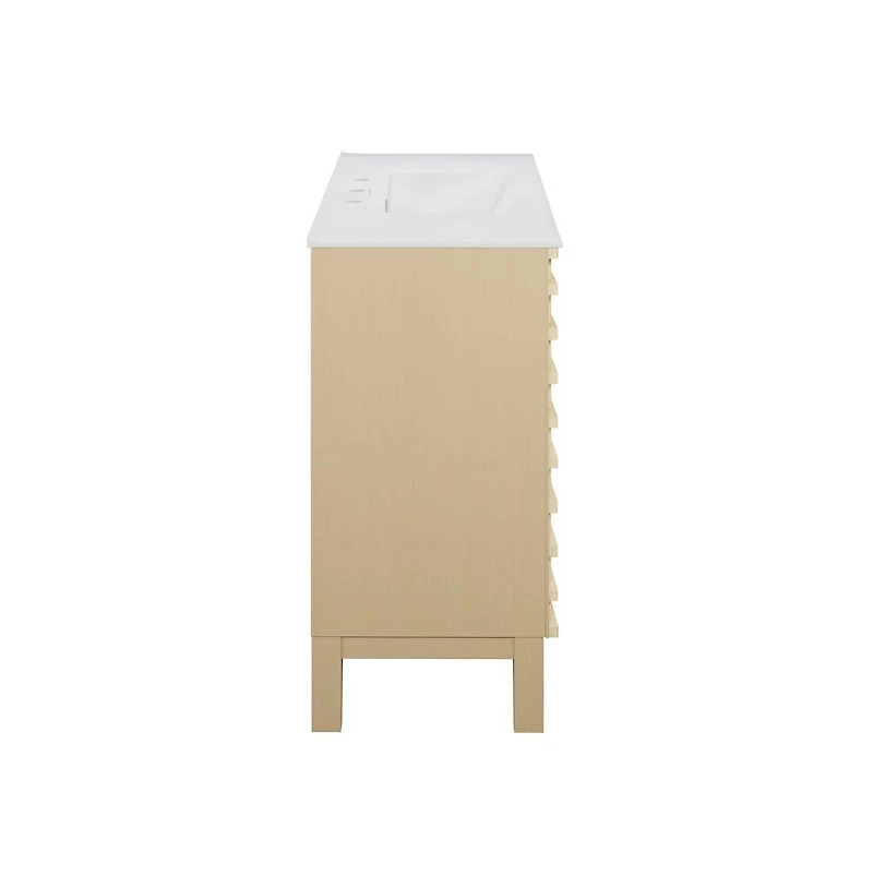 Swiss MadisonCascade 36 in. Natural oak Bathroom Vanity With White, 3-Hole Ceramic Sink Top