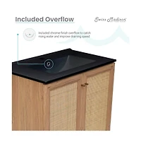 Swiss Madison Classe 30" Freestanding Bathroom Vanity in Golden Oak with Black Sink Top