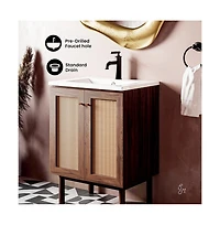 Swiss Madison Classe 24" Freestanding Bathroom Vanity in Oak with Sink Top