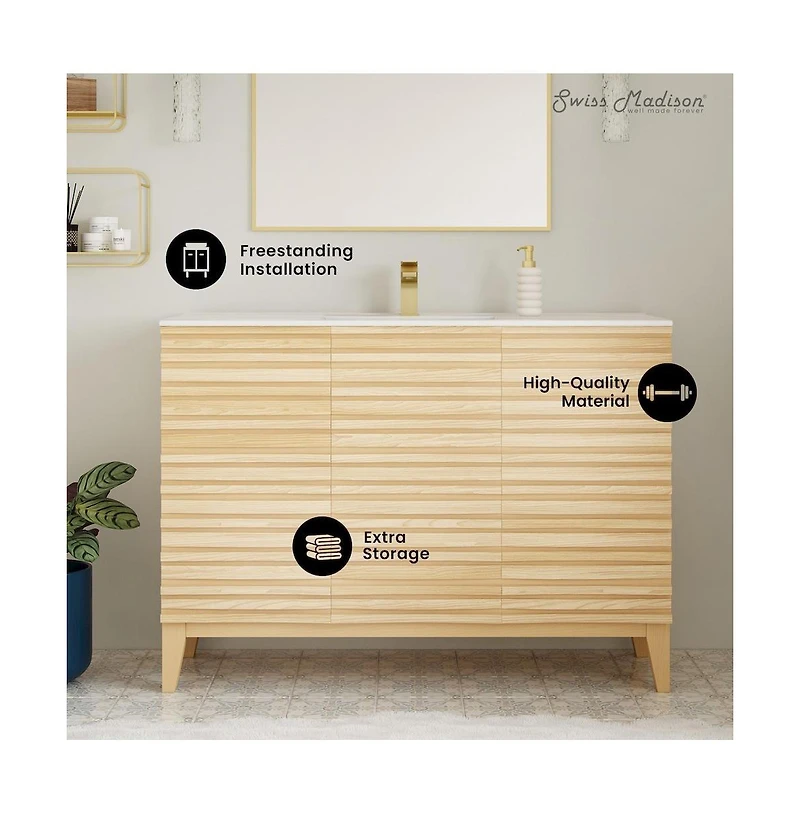 Swiss Madison Cascade 48'' Bathroom Vanity in Natural Oak