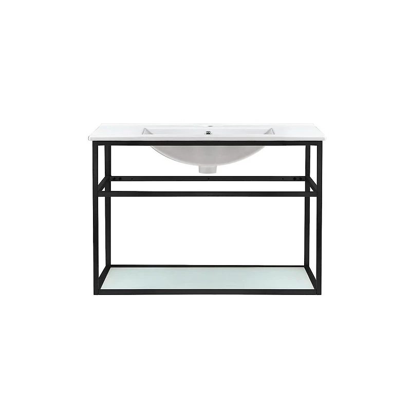 Swiss MadisonPierre 30 Single, Open Shelf, Matte Black Metal Frame Bathroom Vanity