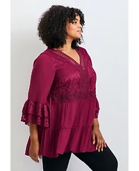 Avenue Women's Plus Wallflower Lace Detail Tunic
