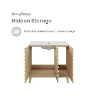 Swiss Madison Cascade 36" Freestanding Bathroom Vanity in Natural oak with Sink Top