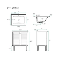 Swiss Madison Bron 24" Freestanding Bathroom Vanity in White Oak with Sink Top