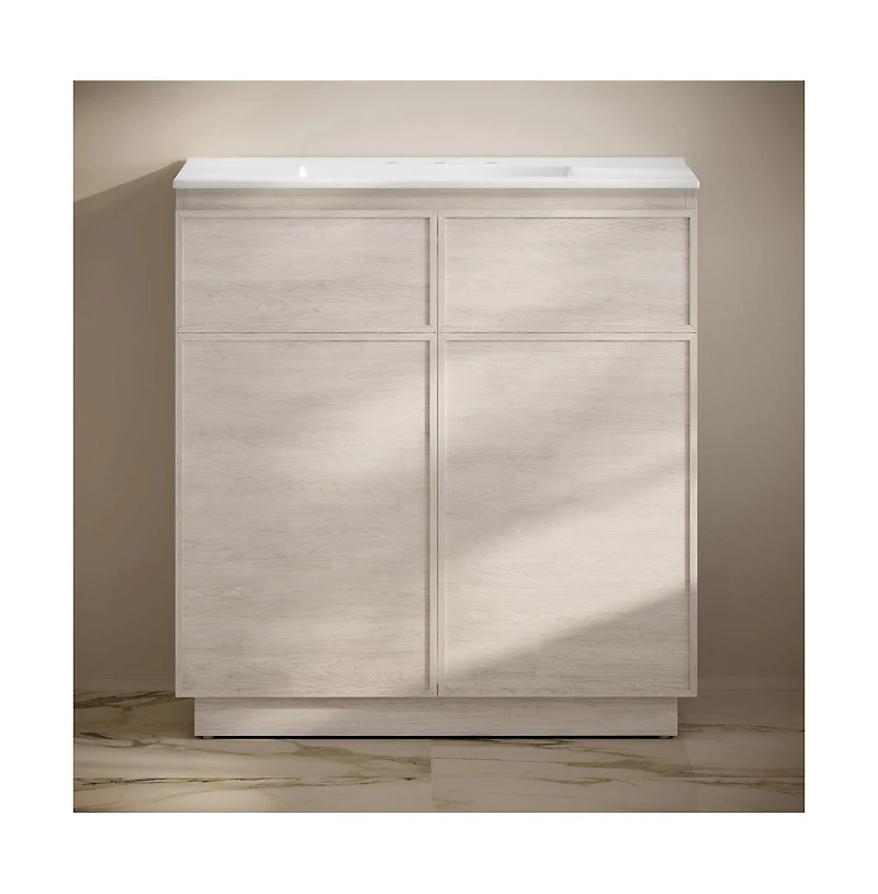 Swiss Madison 36" Freestanding Bathroom Vanity in Oak with 3-Hole Widespread Sink Top