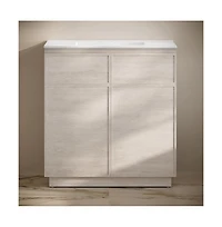 Swiss Madison 36" Freestanding Bathroom Vanity in Oak with 3-Hole Widespread Sink Top