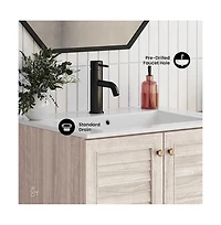 Swiss Madison Bron 24" Freestanding Bathroom Vanity in White Oak with Sink Top