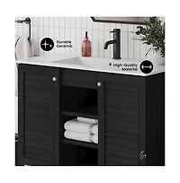 Swiss MadisonBron 36" Freestanding Bathroom Vanity in Black Oak with Sink Top
