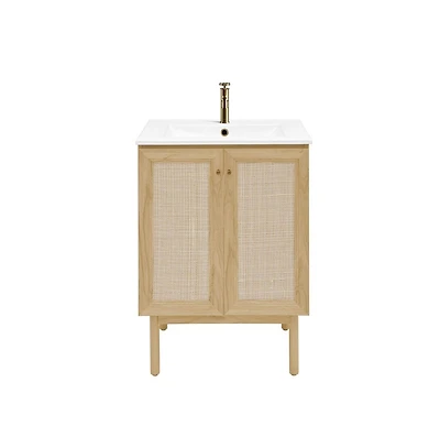 Swiss MadisonClasse 24" Freestanding Bathroom Vanity in Natural Oak with Sink Top