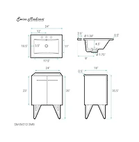 Swiss MadisonAnnecy 24 in. White Bathroom Vanity With Black, 3-Hole Ceramic Sink Top