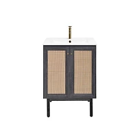 Swiss Madison Classe 24" Freestanding Bathroom Vanity in Black Oak with Sink Top