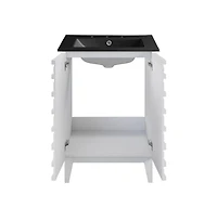 Swiss Madison Cascade 24 in. White Oak Bathroom Vanity With Black, 3-Hole Ceramic Sink Top