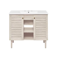 Swiss Madison 36" Freestanding Bathroom Vanity in White Oak with 3-Hole Widespread Sink Top