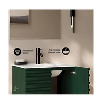 Swiss Madison Cascade 24" Wall-Mounted Bathroom Vanity in Green Oak with Sink Top