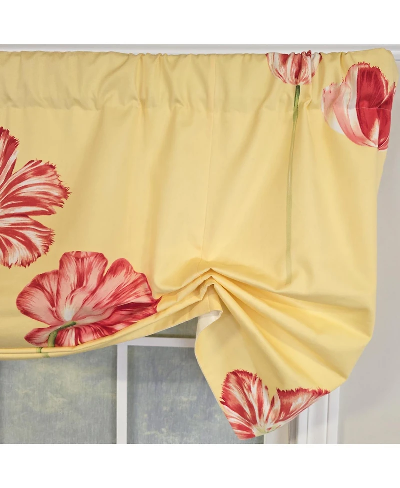 Rlf Home 100% Cotton La Tulipe Butterfly With Poly/Cotton lining Rod Pocket Valance 50" x 17" Yellow