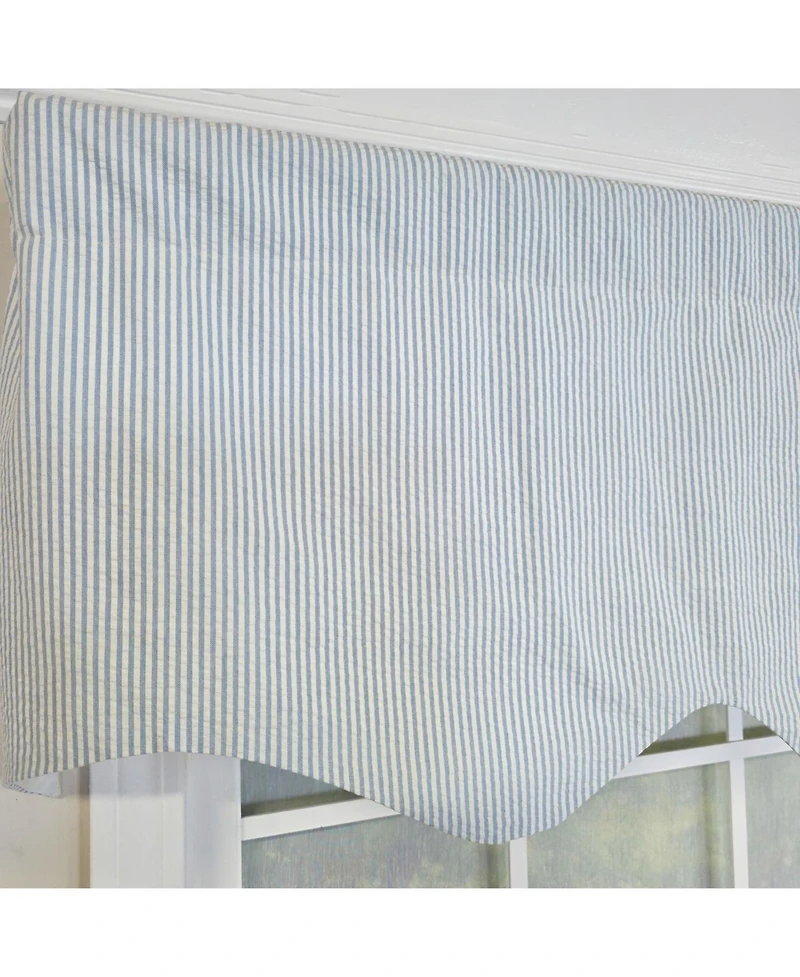 Rlf Home 100% Cotton Seersucker Regal With Poly/Cotton Ivory lining Rod Pocket Valance 50" x 16" Blue