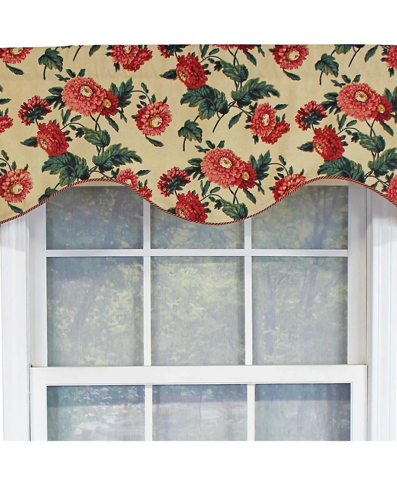 Rlf Home Ennis Corded Cornice 100% Cotton with Fully Lined 3" Rod Pocket Valnance for Windows 50" x 17" Butter
