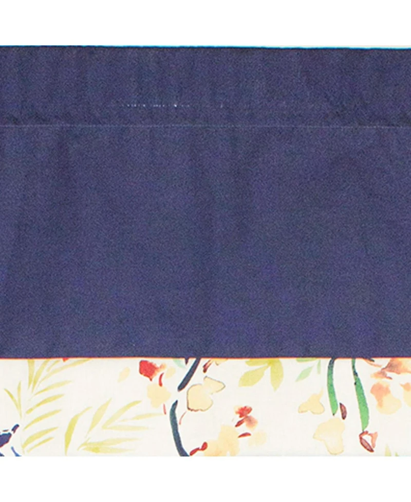 Rlf Home Tail Feather Banded 100% Cotton with Fully Lined 3" Rod Pocket Valnance for Windows 50" x 15" Navy