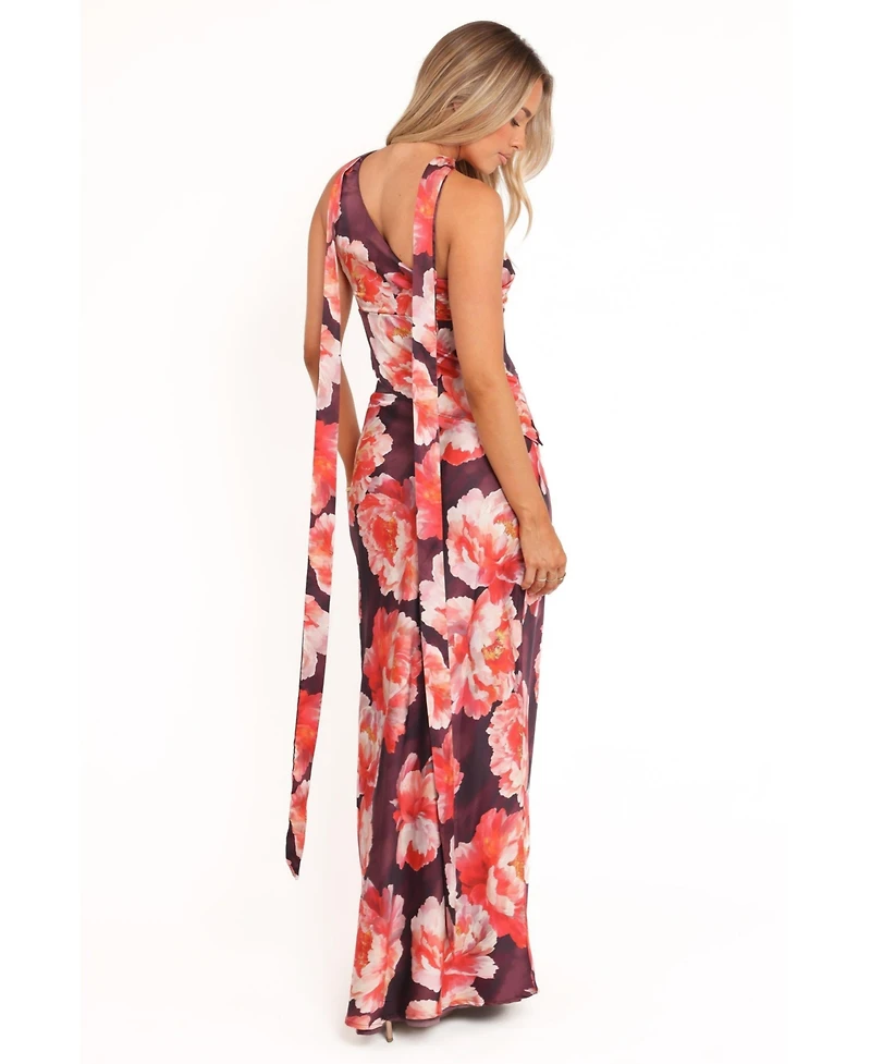 Petal and Pup Women's Georgina One Shoulder Skirt Set - Burgundy Peony