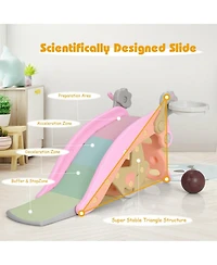 Mecale 4-in-1 Toddler Slide and Rocking Horse Playset with Basketball Hoop