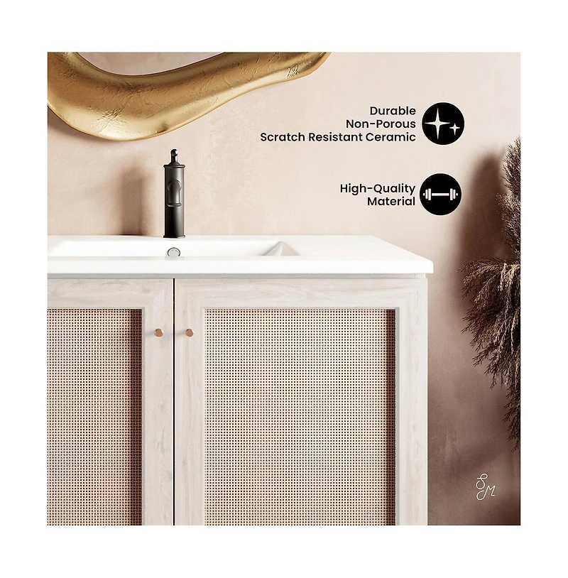 Swiss MadisonClasse 36" Freestanding Bathroom Vanity in White Oak with Sink Top