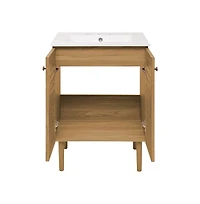 Swiss Madison 24" Freestanding Bathroom Vanity in Golden Oak with 3-Hole Centerset Sink Top