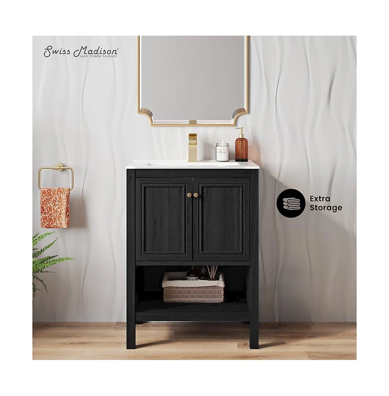 Chateau 24" Freestanding Bathroom Vanity in Black Oak with Sink Top