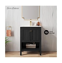 Chateau 24" Freestanding Bathroom Vanity in Black Oak with Sink Top