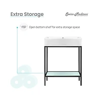 Swiss Madison Pierre 24 Single, Freestanding, Matte Black Metal Frame Bathroom Vanity