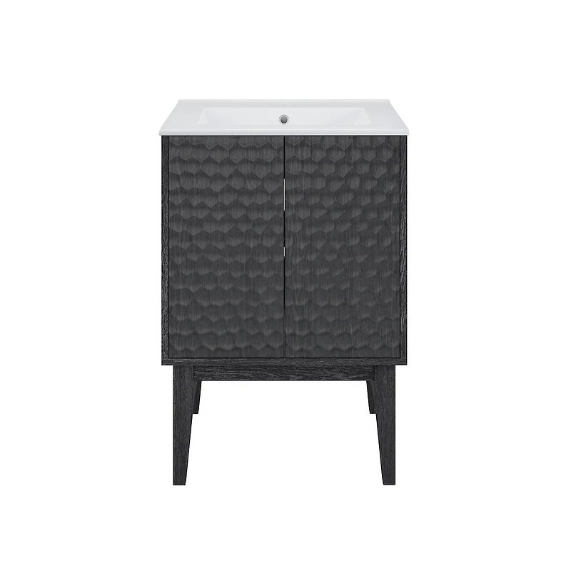 Swiss Madison Bosse 24" Freestanding Bathroom Vanity in Black Oak with Sink Top