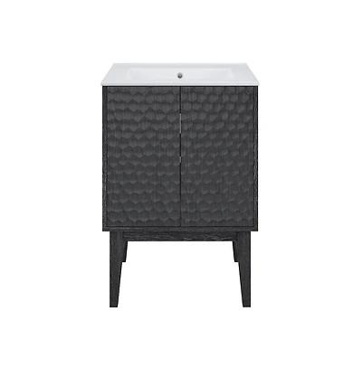 Swiss Madison Bosse 24" Freestanding Bathroom Vanity in Black Oak with Sink Top