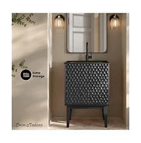 Swiss MadisonBosse 24" Freestanding Bathroom Vanity in Black Oak with Black Sink Top